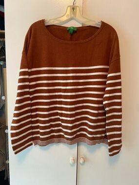 Rust Brown and White Striped sweater